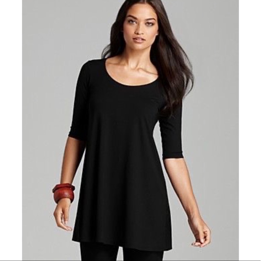 Eileen Fisher Elbow Sleeve Black Tunic